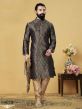 Jacquard,Silk Men's Kurta Pajama in Blue,Golden Colour.