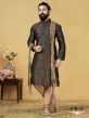 Black & Golden Jacquard Silk Kurta Pajama