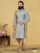 Sky Blue Colour Jacquard Silk Kurta Pajama.