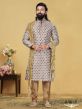 Cream Colour Jacquard,Silk Men's Kurta Pajama.