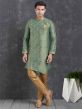 Brocade Silk Men's Indowestern in Green Colour.