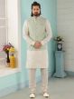 Pista,Cream Colour Men's Kurta Pajama Jacket.