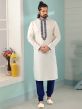 Off White Colour Banarasi Silk Men's Kurta Pajama.