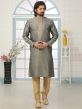 Banarasi Silk Men's Kurta Pajama in Grey Colour.