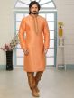 Peach Colour Wedding Kurta Pajama in Banarasi Silk Fabric.