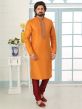 Rust Colour Traditional Kurta Pajama in Banarasi Silk Fabric.