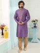 Purple Colour Banarasi Silk Men's Kurta Pajama.