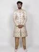 Lucknowi,Silk Fabric Men's Sherwani Cream Colour.