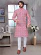 Pink Colour Jacquard,Silk Men's Kurta Pajama.