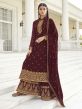 Maroon Colour Georgette Fabric Designer Salwar Suit.