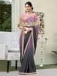 Georgette Based Saree Ethnic Wear In Brown Color