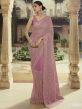 Purple Colour Net Fabric Designer Sarees.