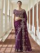 Purple Colour Crepe Fabric Party Wear Saree.