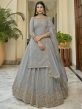 Grey Colour Organza Fabric Lehenga Choli With Sequin Work.