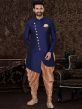 Blue Colour Jacquard,Silk Fabric Men's Indowestern.
