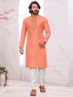 Peach Colour Art Silk Fabric Men's Kurta Pajama.