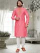 Pink Colour Art Silk Men's Designer Kurta Pajama.
