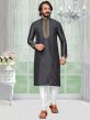 Dark Grey Colour Art Silk Kurta Pajama.