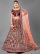 Maroon Colour Velvet Fabric Designer Lehenga Choli.