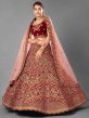 Velvet Fabric Maroon Colour Wedding Lehenga Choli.