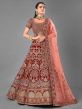 Maroon Colour Velvet Fabric Women Lehenga Choli.