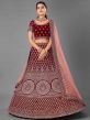 Velvet Fabric Designer Lehenga Choli Maroon Colour.