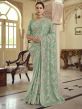 Green Colour Satin,Georgette Fabric Designer Saree.