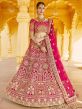 Pink Colour Indian Designer Lehenga Choli Velvet Fabric.