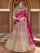 Pink Colour Velvet Fabric Bridal Lehenga Choli.