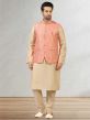 Pink,Golden Colour Mens Kurta Pajama Jacket.