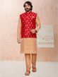 Beige,Red Colour Designer Kurta Pajama Jacket.