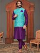 Purple,Sea Green Colour Kurta Pajama Jacket.