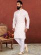 Off White Digital Print Kurta Pyjama Set