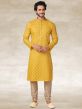 Yellow Colour Cotton Fabric Designer Kurta Pajama.