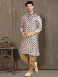 Cream ColoR Silk Pathani Kurta Salwar