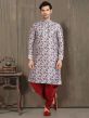 Off White Colour Banarasi Silk Fabric Mens Kurta Pajama.