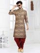 Multi Colour Banarasi Printed Pathani kurta 