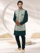 Green Colour Banarasi Silk Fabric Mens Indowestern.