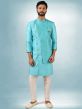 Art Silk Fabric Designer Indowestern Turquoise Colour.