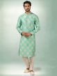 Art Silk Fabric Green Colour Kurta Pajama.