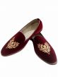 Maroon Colour Velvet Fabric Mens Groom Shoes.