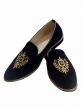 Black Colour Velvet Fabric Mens Designer Shoes.