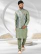 Green Colour,Jacquard,Banarasi Silk Fabric Kurta Pajama Jacket.