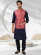 Blue,Red Colour Wedding Kurta Pajama Jacket.