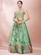 Green Colour Organza Fabric Designer Lehenga Choli.