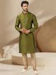 Green Banarasi Silk Fabric Kurta Pyjama