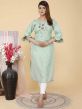 Sky Blue Colour Silk Fabric Kurti.