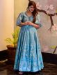 Sky Blue Colour Cotton Fabric Readymade Gown.