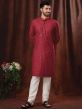 Designer Kurta Pajama Maroon Colour in Cotton Fabric.