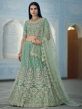 Turquoise Colour Organza Fabric Designer Lehenga Choli.